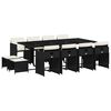 vidaXL 13 pcs conjunto de jantar p/jardim com almofad&otilde;es vime PE preto