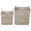 vidaXL Cesta de Plantas GENDT 2 unid. Cinza Natural Rattan Kubu
