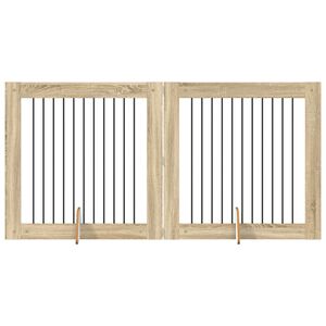 vidaXL Port&atilde;o de C&atilde;o com Suportes 2 pcs Carvalho Sonoma 100 x 100 cm