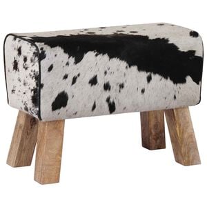 vidaXL banco 60 x 30 x 45 cm Couro Verdadeiro Preto e Branco