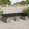 vidaXL Conjunto de Sof&aacute;s com almofada 11 pcs Cinzento-claro Polirattan