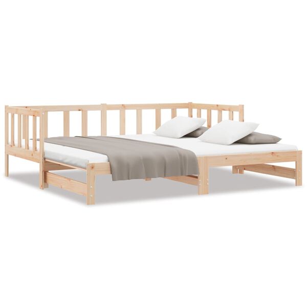 vidaXL Sof&aacute;-cama de puxar 2x(80x200) cm madeira de pinho maci&ccedil;a
