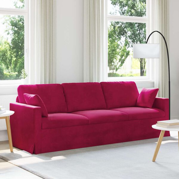 vidaXL Sof&aacute; Vinho Vermelho 228 x 78 x 80 cm Veludo