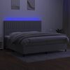 vidaXL Cama box spring c/ colch&atilde;o e LED 200x200 cm tecido cinza-claro
