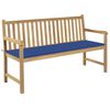 vidaXL Banco de jardim c/ almofad&atilde;o azul real 150 cm teca maci&ccedil;a