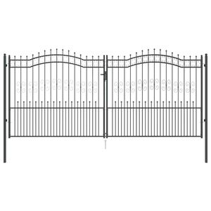 vidaXL Port&atilde;o de Cerca com Ponta de Lan&ccedil;a Kampen Cinzeto 404 x 175 cm