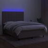 vidaXL Cama box spring colch&atilde;o/LED 140x190cm tecido cinza-acastanhado