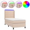 vidaXL Cama box spring c/ colch&atilde;o/LED 90x190cm couro artif. cappuccino