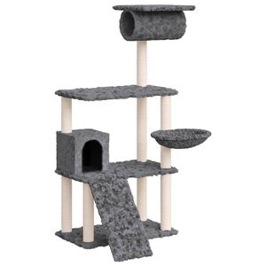 vidaXL &Aacute;rvore p/ gatos c/ postes arranhadores sisal 131cm cinza-escuro
