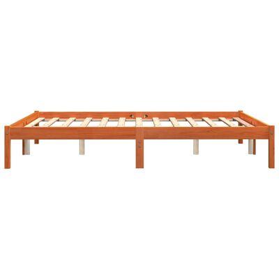 vidaXL Estrutura de cama 150x200 cm madeira pinho maciça castanho cera