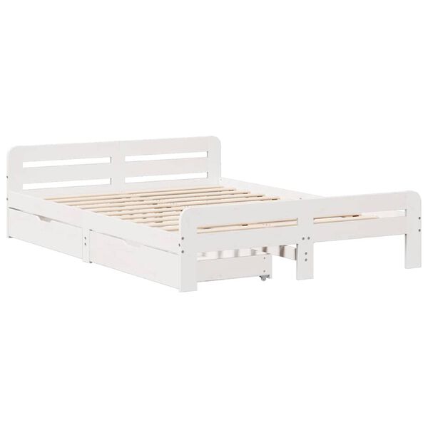 vidaXL Cama sem colch&atilde;o 140x200 cm madeira de pinho maci&ccedil;a branco