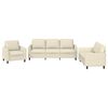 vidaXL 3 pcs conjunto sof&aacute;s c/ almofad&otilde;es couro artificial cor creme