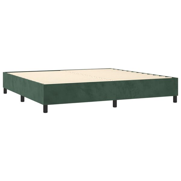 vidaXL Cama com molas/colch&atilde;o 200x200 cm veludo verde-escuro