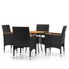 vidaXL 5 pcs conjunto de jantar para jardim vime PE preto