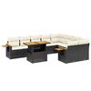 vidaXL 10 pcs conjunto sof&aacute;s de jardim c/ almofad&otilde;es vime PE preto