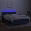 vidaXL Cama box spring c/ colch&atilde;o e LED 140x200 cm tecido azul