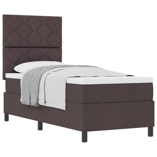 vidaXL Cama Box com colch&atilde;o Marrom Escuro 80 x 200 cm tecido