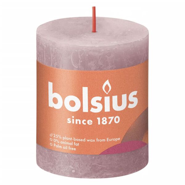 Bolsius Velas r&uacute;sticas cil&iacute;ndricas Shine 4 pcs 80x68 mm rosa cinza