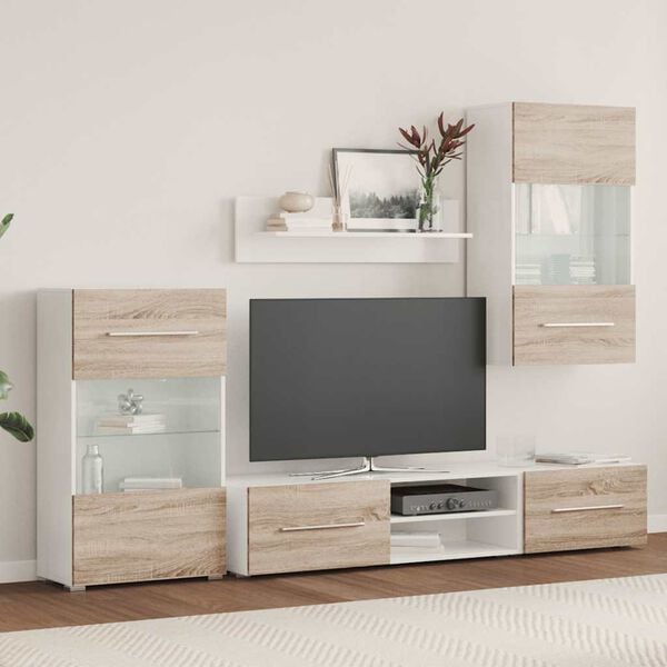 vidaXL M&oacute;veis de TV 5 pe&ccedil;as com ilumina&ccedil;&atilde;o LED sonoma madeira carvalho