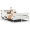 vidaXL Cama com estante sem colchão 150x200 cm pinho maciço branco