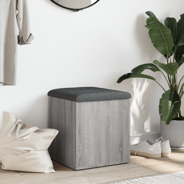 vidaXL Banco de arruma&ccedil;&atilde;o 42x42x45cm derivados madeira cinzento sonoma