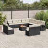 vidaXL 14 pcs conjunto de sofás p/ jardim c/ almofadões vime PE preto
