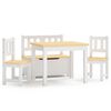 vidaXL 4 pcs conjunto mesa e cadeiras infantil MDF branco e bege