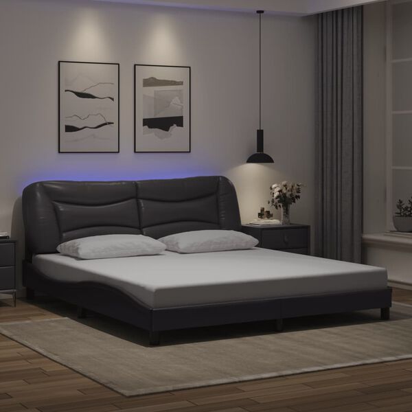 vidaXL Estrutura de cama com LED sem colch&atilde;o Hvar 180x200cm cinza