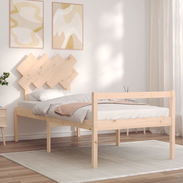 vidaXL Cama para idosos com cabeceira 90x200 cm madeira maci&ccedil;a