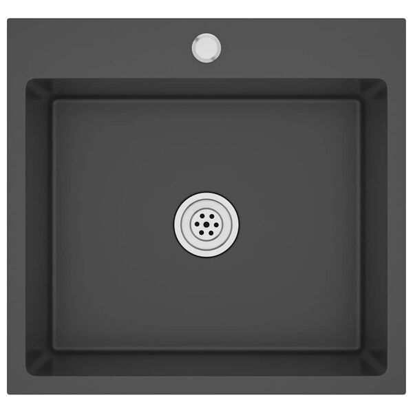 vidaXL Lava-louça de cozinha artesanal aço inoxidável preto