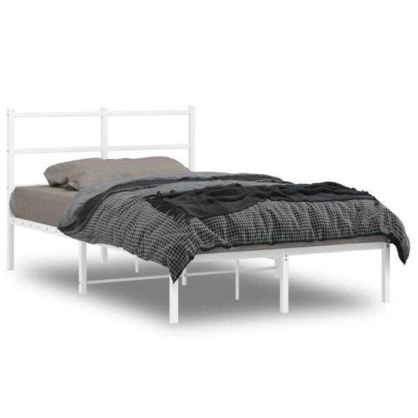 vidaXL Estrutura de cama com cabeceira 120x190 cm metal branco