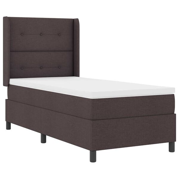 vidaXL Cama Box com colch&atilde;o Castanho escuro 100 x 200 cm tecido
