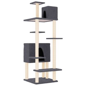 vidaXL &Aacute;rvore p/ gatos c/ postes arranhadores sisal 154cm cinza-escuro