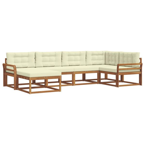 vidaXL Conjunto de Sof&aacute;s para Exterior 6 pcs Natural e Creme