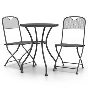 vidaXL 3 pcs conj. de jantar p/ jardim malha metal expandido antracite