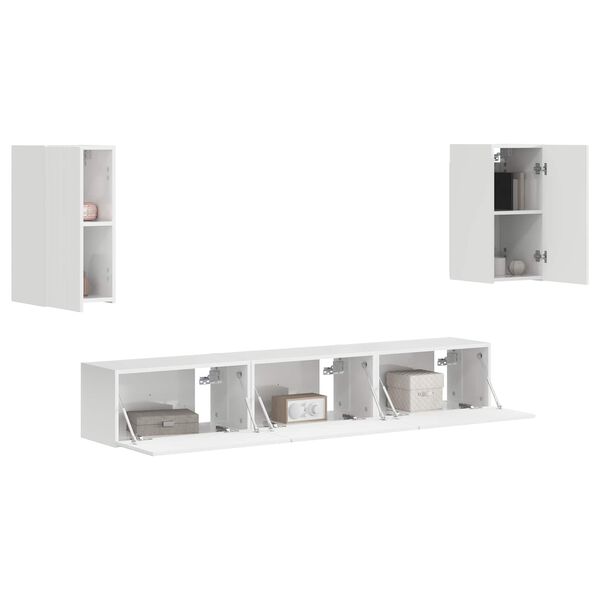 vidaXL Conjunto de m&oacute;vel de TV 5 pcs Branco Brilhante