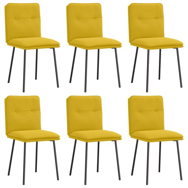 vidaXL Cadeiras de jantar 6 pcs veludo amarelo
