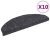 vidaXL Tapetes de escada autoadesivos 10 pe&ccedil;as 65x21x4 cm cinza escuro semicircular grande