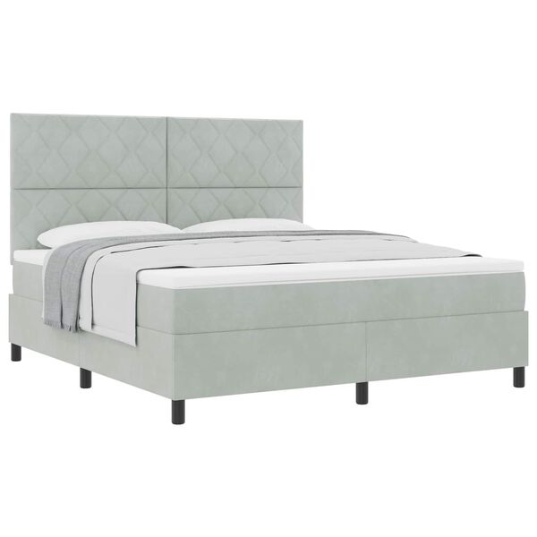 vidaXL Cama Box com colch&atilde;o Cinzento-claro 180 x 200 cm tecido