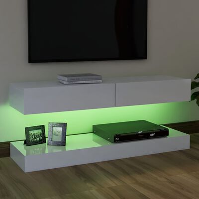 vidaXL Móvel de TV com luzes LED 120x35 cm branco brilhante