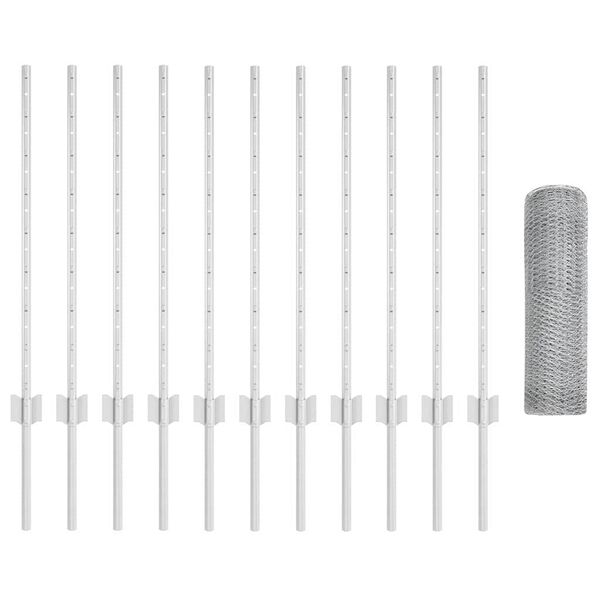 vidaXL Cerca com Poste Prateado 0,8 x 25 m A&ccedil;o