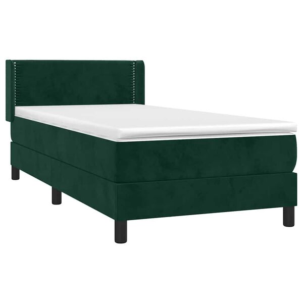 vidaXL Cama com molas/colch&atilde;o 80x200 cm veludo verde-escuro