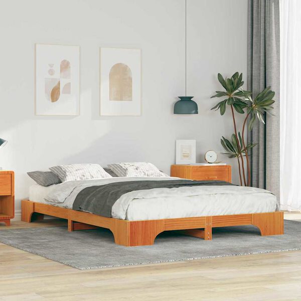 vidaXL Estrutura da Cama Castanho 140 x 210 cm