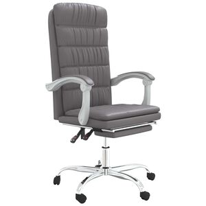 vidaXL Cadeira de escrit&oacute;rio reclin&aacute;vel couro artificial cinzento