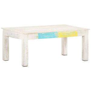 vidaXL Mesa de centro 110x60x45cm madeira de mangueira maci&ccedil;a branco