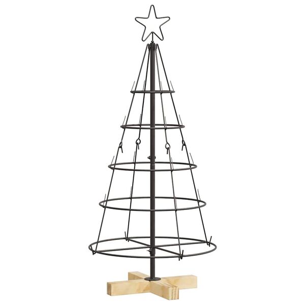 vidaXL &Aacute;rvore de Cone de Natal com suporte Preto 90 cm A&ccedil;o