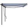 vidaXL Toldo autom&aacute;tico c/ LED e sensor de vento 5x3,5 m azul e branco