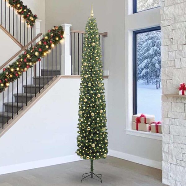 vidaXL &Aacute;rvore de Natal Artificial Verde 300 cm PVC e A&ccedil;o e Pl&aacute;stico