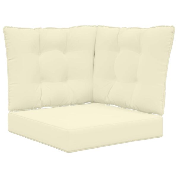 vidaXL Almofada para Sof&aacute; Externo 3 pcs Creme Poli&eacute;ster