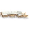 vidaXL 12pcs conjunto lounge de jardim bambu c/ almofad&otilde;es branco nata